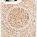 for iPhone 14 Pro Max Case, Clear Glitter MagSafe Compatible, Cute Bling Sparkly Girly Case for iPhone 14 Pro Max, Magnetic Protective Phone Cover, Gold Glitter, Phoenix