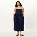 The Drop Womens Hellen Strapless Mixed Media Maxi Dress (Blue, L)