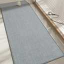 chakme Bathroom Rugs Mat 59x17, Ultra Thin Non Slip Bath Rug Runner Quick Dry Absorbent Bath Mat for Bathroom Floor, (Light Grey, 59"x17")