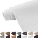 Faux Leather Fabric, 55" Wide 1.3mm Thicken Upholstery Fabric by The Yard Soft Marine Vinyl Fabric Vintage PU Leather Sheets for Crafts Sewings Chairs Seats Wallets Cushions, 5 Yard White