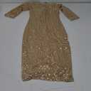 Kensie Womens Long Sleeve Keyhole Sequin Midi Dress (4, Gold)