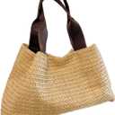 Womens Vintage Woven Straw Handbag with Top Handle Elegant Beach Holiday Bag Casual Large Capacity Fashion Shoulder