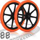 Upgraded 20x1.95" Flat Free Tires Compatible with rubbermaid Wheelbarrow Wheels, 20" Flat Free Tires with 5/8" and 3/4" Bearing Replacement for rubbermaid Cart Wheels/Big Wheel Utility Carts (Orange)