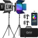 GVM RGB LED Video Light with Lighting Kits, 680RS 50W Led Panel Light with Bluetooth Control, 2 Packs Photography Lighting for YouTube Studio, Video Shooting, Gaming, Streaming, Conference, 2 Pack-Black