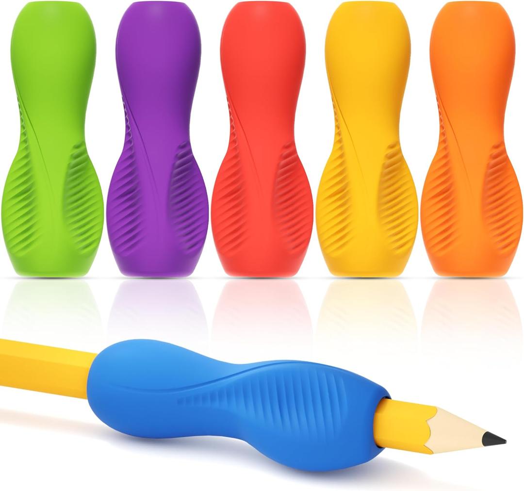 5 x ELETIUO 6-Pack Pencil Grips,Ergonomic Triangular Design with Guiding Grooves Corrects Grip,Soft Silicone & Non-Slip Texture,Universal Fit for Kids&Adults Left/Right Handed Writing,Drawing