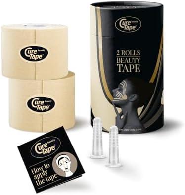 CureTape Beauty Kinesiology Tape | Anti-Wrinkle Face Tape | Face Lift Tape for Toning, Firming & Tightening The Skin | Kinesiology Tape for Face and Sensitive Skin | Soft on The Skin 2'' X 16' (Pack of 2)