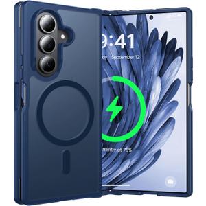 NO.1 Magnetic for Samsung Galaxy Z Fold 7 Case Compatible with MagSafe [Military Grade Drop Tested][Translucent Matte][Anti-Fingerprint] Soft Silicone Bumper for Samsung Fold 7 Case Slim,Blue