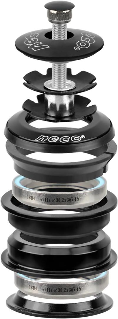 Semi-Integrated Headset for 1-1/8" Threadless Steerer, Headtube Inner Diameter 44mm/Outer Diameter 50mm Cartridge Ball Bearing (Black)