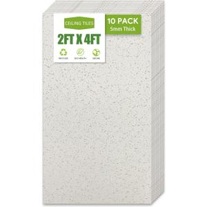 2ft x 4ft Printed Pro Ceiling TileDrop Ceiling Tiles 24 x 48in. Waterproof, Washable and Fire-Rated - Reusable - High-Grade PVC to Prevent Breakage-Package of 10 Tiles