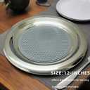 Stainless Steel Round Serving Tray,Metal Decorative Tray,Display Serving Platter for Wine and Glasses,12 Inches