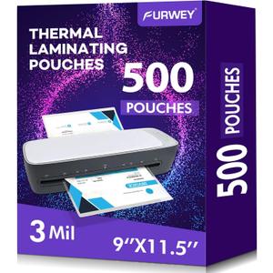 500 Pack Laminating Sheets, Holds 8.5 x 11 Inch Sheets, 3 mil, 9 x 11.5 Inches Thermal Laminating Pouches Lamination Sheet Paper for Laminator, Clear, Letter Size, Office and School Supplies