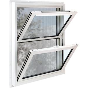 Vinyl Double Hung Sliding Window, 24" x 36" Household Window with Double-Pane Insulated Tempered Glass and Fiberglass Screen for House, Mobile Home (White)