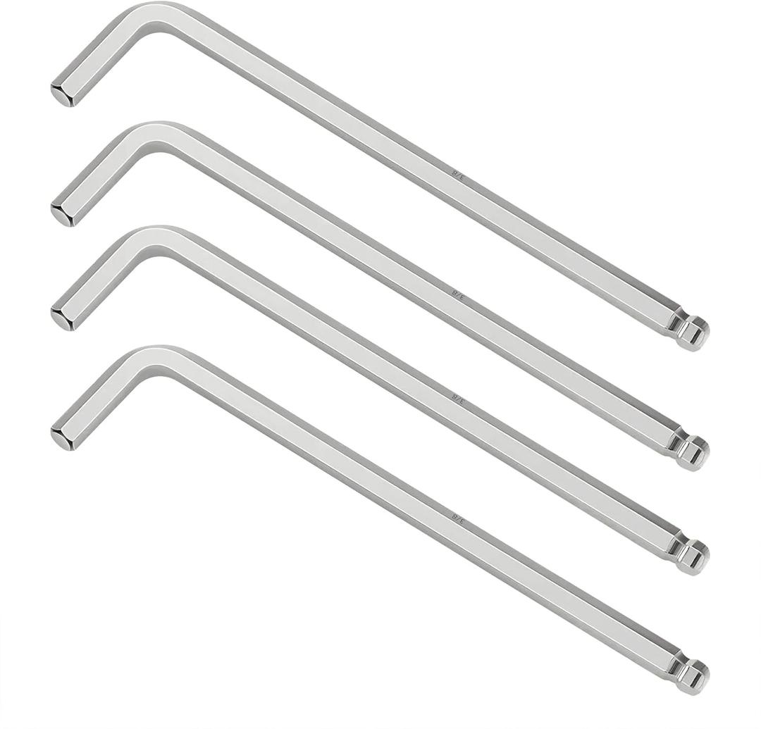4 PCS 3/8" Ball End Hex Key Allen Wrench, SAE Internal Hexagonal, Wrench L Shaped Long Arm Repairing Tool, CR-V