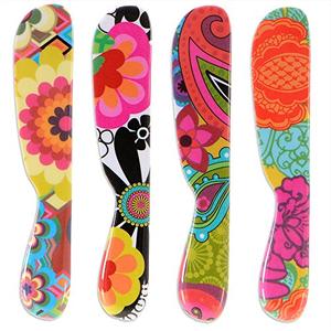 French Bull 6" Melamine Butter Spreader 4-Piece Set-Designer Fun Vibrant Colorful Knives for Cream Cheese, Jam, Jelly, Mayo, Frosting, Sandwich-Shatterproof BPA Free Dishwasher Safe, 6-inch, Floral, Pack of 16