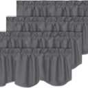 Turquoize Blackout Scalloped Window Valances for Kitchen, Thermal Insulated Rod Pocket Grey Scalloped Valance Window Treatment Curtains Drapes for Bedroom, 52" x 18" Inches, 4 Panels, Charcoal Gray