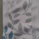 Curtain Valances, Gray Blue Branches Leaves Semi Sheer Kitchen Windows Valances, Rod Pocket Short Window Treatment Light Filtering Decor Valances for Kitchen Living Room Bedroom Windows - 54"x18"