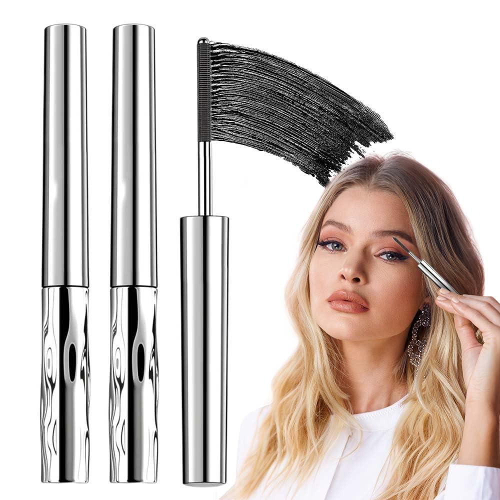 2PCS Iron Wand Mascara, Waterproof Metal Wand Mascara Volume and Length, Brushless Mascaras for Long-lasting No Clumping 3D Curling Eyelash (Black)