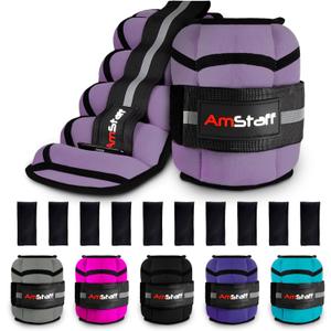 AmStaff Fitness Adjustable Ankle Weights 1 Pair Leg Weight Straps for Strength Training, Walking, Jogging, Running, and Fitness Workouts – 1-5 lbs Each Ankle, 10 lbs Pair Set (Lavender)