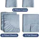 Split King Size 5 Piece Sheet Set - Comfy Breathable & Cooling Bed Sheets Set - Hotel Luxury Bedding for Women, Men, Kids, Teens, Boys & Girls - Deep Pockets & Wrinkle Free - Blue (Heathered Sheets)