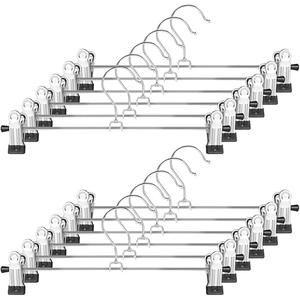 GoodtoU Pants Hangers with Clips, 6 Pack 12 Inch Slim Metal Skirt Hangers, Adjustable Non Slip Clips, Space Saving Closet Hangers, Black