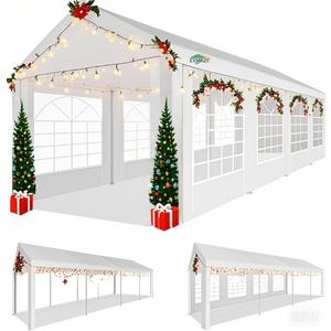 COBIZI 10x30FT Party Tent Heavy Duty for Parties Outdoor Gazebo White Event Shelter Wedding Canopy, BBQ Carport Commercial with Removable Sidewall Windows, Powder Coating (Better Than Galvanized)