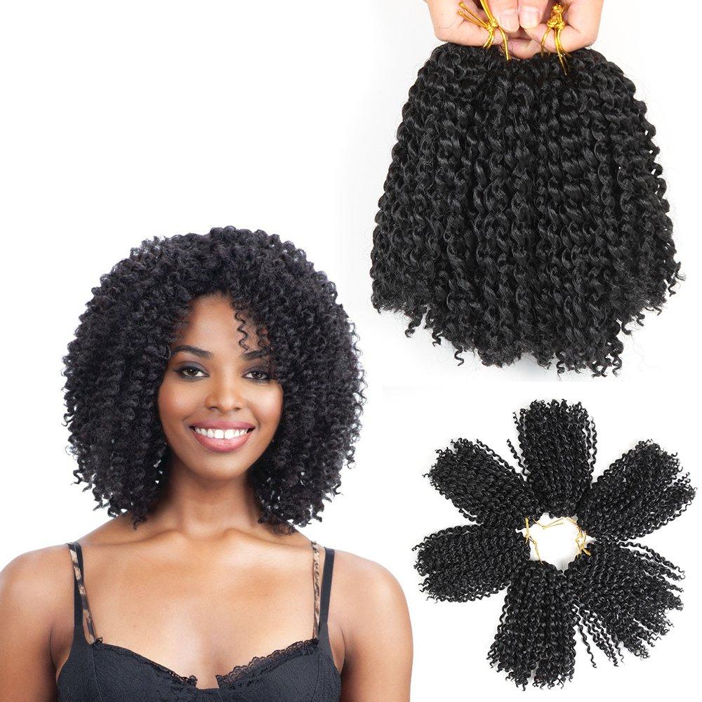 8 Inch Short Passion Twist Hair 6 Bundles Kinky Curly Crochet Hair for Black Women Curly Braiding Hair Crochet Braids Hair (6Bundles8 Inch, 1B#)