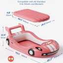 QPAU Blow up Inflatable Toddler Travel Bed with Sides, Toddler Air Mattress for Camping, Traveling, Hotel, or Home Use, Hand Pump Included (Pink)