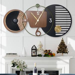 41x20 Inch Modern Wall Clocks, Large Round Decorative Clock, Silent Non-Ticking Battery Operated Timepiece for Living Room, Bedroom, Office, Entryway