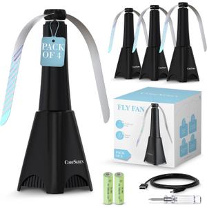 Fly Fans for Tables (4 PCS) - Soundless Fly Swatter Fan for Outdoor Restaurant, Marina, BBQ and Picnic