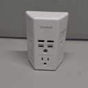 Surge Protector, 5 Outlets Extender with 4 USB Ports(USB C), 3-Side 1680J Power Strip Multi Plug Outlet Expander, USB Wall Charger, Outlet Splitter Adapter Wall Mount for Home Travel Office ETL Listed (White)