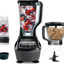 Ninja Blender, Food Processor, Blender for-Smoothies, Includes Pitcher, Smoothie Cup, and 8-Cup Bowl, Salsa, Dough, Shakes, Slush, and Frozen Drinks, Mega Kitchen System, 120 Volts, Black, BL770AMZ