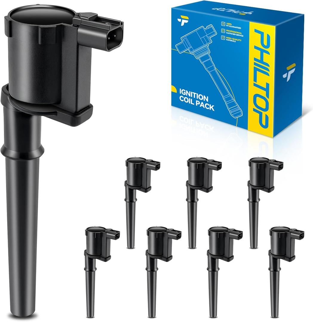 PHILTOP UF191 Ignition Coil Pack Compatible with 1999-2004 Navigator Base, 2007-2014 Mustang Shelby GT500/Shelby GT500KR, 2003-2005 Aviator, 1998-2002 Continental, 2003-2004 Mustan, Set of 8