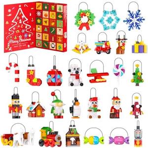 Christmas Ornaments Advent Calendar 2025 Building Block Sets, 22 Packs Xmas Tree Ornament to Build Holiday Decoration Toy Compatible with Christmas Sets, Stocking Stuffer Gift for Boy Girl Age 6+