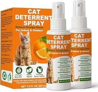 TPBEHMZ Cat Deterrent Spray 2 Pack, Natural Non-Toxic Plant Based Anti-Scratch & Anti-Marking Spray for Cats & Kittens, Orange Scent Pet Training Aid, Safe for Pets, Indoor Outdoor Furniture