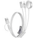 1Pack Multi Charging Cable Cord for Travel Essentials,Apple Watch Charger,iPhone Charger,[3-in-2] Type C/LCable Portable Designed for iWatch,iPhone 17-8,Galaxy S25-21,AirPods,iPad-4FT White
