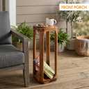 ENKEZI No Assembly Small Side Table, 24 Inch Tall Real Acacia Wood Slim End Table, Compact Wooden Table for Sofa, Balcony Coffee Table for Small Spaces (Square)