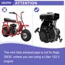 Mini Bike Exhaust Header Pipe Kit Compatible with Motovox MBX10 MBX11 Monster Mega Moto MMB80 105cc MMB105 Coleman RB100 RT100 Minibike 80cc 79cc Lifan Engine Go Kart Cart Parts
