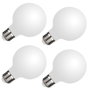 4 Pack G25/G80 Globe Light Bulbs, Dimmable Edison Bulbs 5W Equivalent 40 Watt, Warm White 4000K, 450LM, E26 Base, Milky Filament Bulbs for Bedroom Makeup Mirror Lights