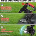 21V Cordless Weed Wacker Lawn Edger, 4.6lbs Lightweight Battery Powered String Trimmer, 4-in-1 Brush Cutter with Metal Blades, Wire Brush & Guide Wheel for Garden Edging (2 Batteries, 2.0Ah)