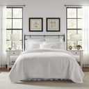 Laura Ashley - King Quilt Set, Lightweight Cotton Bedding with Matching Shams, Home Decor for All Seasons (Heirloom White, King)