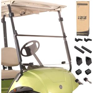 10L0L Golf Cart Foldable Windshield 3/16" (5MM) Thicken Only for 2007-2016 Yamaha Drive(G29), Fits 1"1" Struts Rail Front Folding Acrylic Windshield Replacement, Included Mounting Hardware - Clear