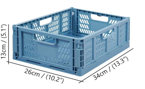 Plastic Drawer Organizer Collapsible Storage Box Crate, Stackable Folding Storage Basket Closet Containers Toy Organiser for Home Office Bedroom Kitchen Drawer Pull Out Under Bed-Blue