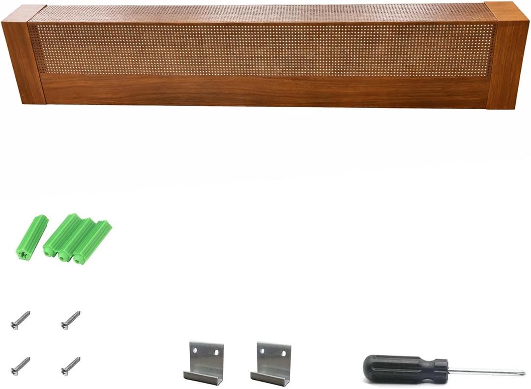 3FT Baseboard Heater Cover, Extendable Galvanized Steel Radiator Panel with Slotted Vent, Easy Installation with End Caps, Modern Walnut Finish for Old Heater Replacement