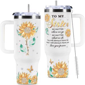 Sister Birthday Gifts, Sisters Gifts from Sisters, Gift for Sister Cup from Brother, Mothers Day Christmas Birthday Present for Sis Bestie Best Friend - 40oz Tumbler