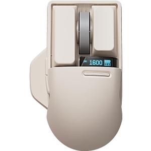 LOFREE Touch PBT Wireless Mouse with USB Receiver, Bluetooth, Wired Connection, Rechargeable, 4000 DPI with OLED Screen Compatible with Glass Surface for Mac Windows PC Notebook/Tofu White 2025