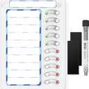 Chore Chart for Kids Dry Erase Chore Board ADHD Tools for Kids to Do List Checklist Task Board Routine Chart Planning Board for Fridge with 10 Sliders and Magnetic Marker, White and Blue, 1 Pack