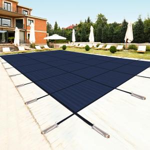 Pool Safety Cover for Inground Pools, Heavy-Duty Winter Pool Cover, Rectangle Mesh/Solid Swimming Pool Covers, Triple Stitched for High Strength & UV ProtectionBlue