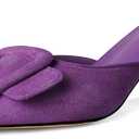 Fericzot Mule Slippers for Women,Slingback Buckle Pumps Pointed Toe Kitten Heels Shoes Slides Backless Dress Sandals Size 10.5