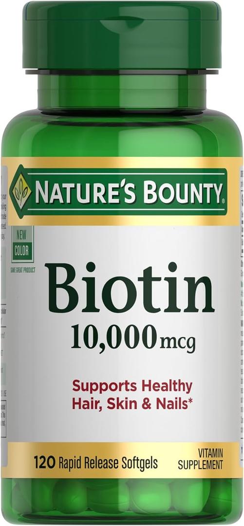 Nature's Bounty Biotin Hair Skin and Nails Vitamins, Supports Healthy Hair, Skin and Nails, 10,000 mcg, 120 Softgels (Pack of 1), BBD 1/2026
