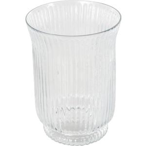 Deco 79 Glass Decorative Candle Holder Ribbed Candle Stand, Candlestick Holder 6" x 6" x 8", Clear